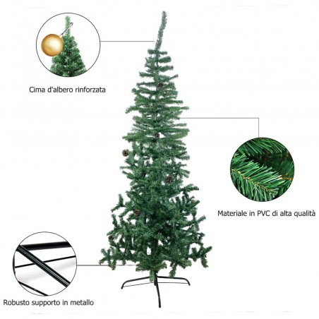 Albero di Natale 210H cm 245007 con 531 rami pieghevoli in PVC abete artificiale