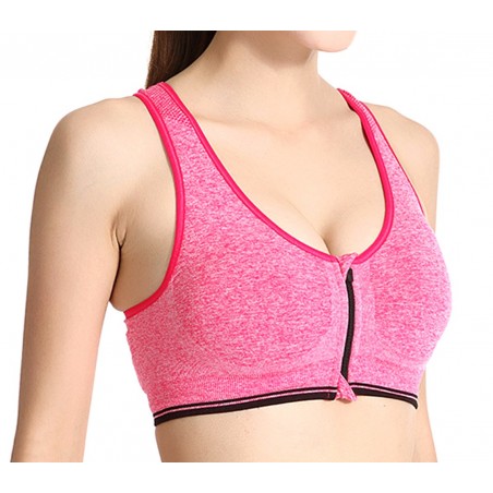 Set 3 reggiseni uso sportivo con cerniera anteriore coppe imbottite removibili senza cuciture sport bra 