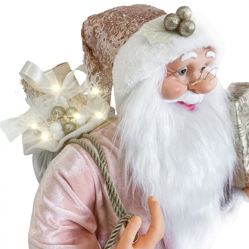Babbo Natale Rosa 144215 con Abito in Velluto Decorazione 120H cm Musica e  Luci