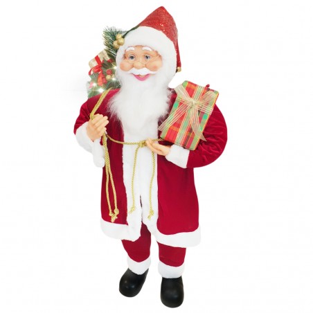 Babbo Natale Rosso Classico 144218 Abito in Velluto 90H cm con Luci e Suoni
