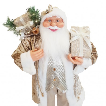Babbo Natale Color Champagne 144238 Abito in Velluto 110H cm con Luci e Suoni