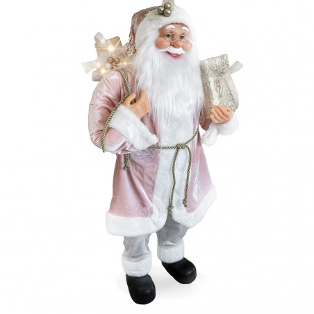 Babbo Natale Rosa 144214 Con Abito In Velluto Decorazione 110H Cm Musica E Luci