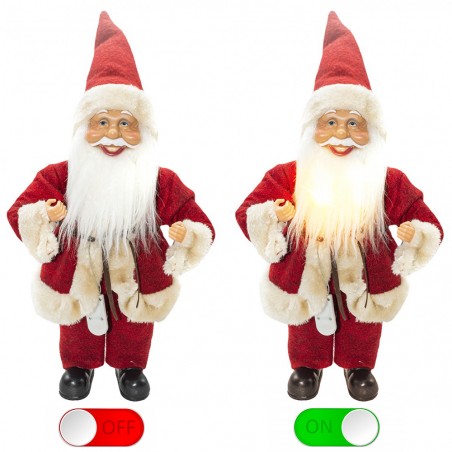 Babbo Natale Vestito Rosso e Crema 144190 Addobbo Natalizio 40H con Minilucciole