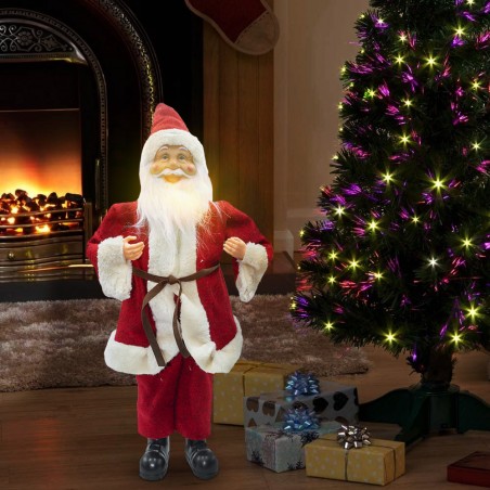 Babbo Natale Abito Rosso e Crema 144198 Addobbo Natalizio 50H con Minilucciole