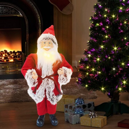 Babbo Natale Abito Rosso e Grigio 144199 Addobbo Natalizio 50H con Minilucciole