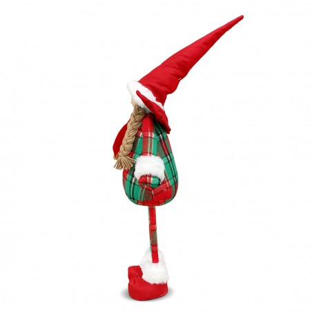 Fatina di Natale 305188 Decorazione con Abito Scozzese in Stoffa e Luce H65cm