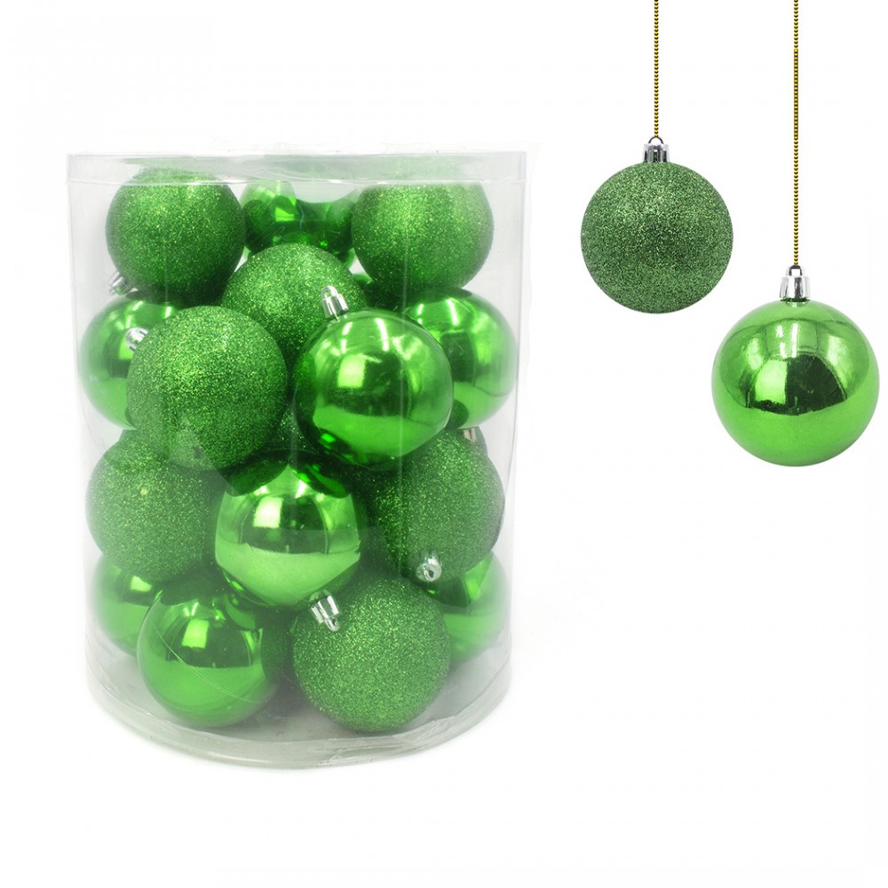 Pack 24 Sfere 7 cm Natalizie 389090 Palle di Natale Verde Decorazioni per Alberi