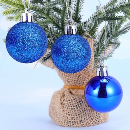 Pack 24 Sfere 7 cm Natalizie 389091 Palle di Natale Blu Decorazioni per Alberi