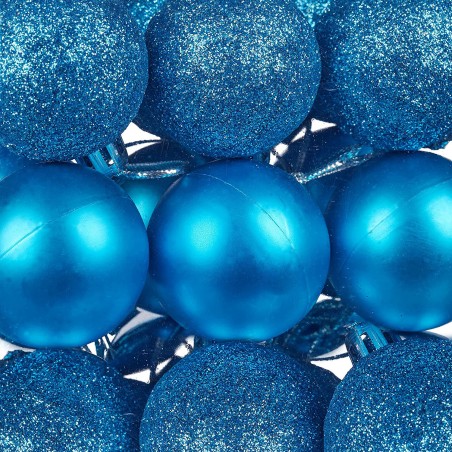 Pack 24 Sfere 7 cm Natalizie 389091 Palle di Natale Blu Decorazioni per Alberi