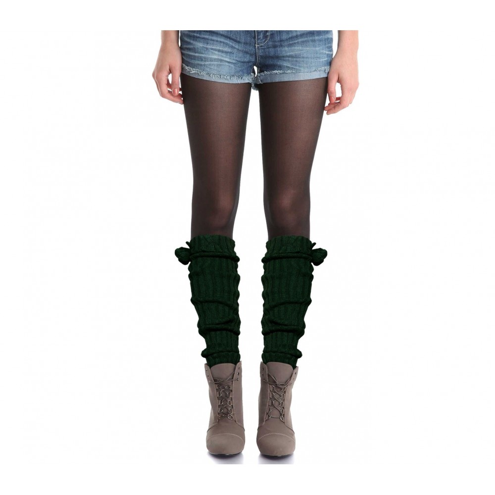 Pack di 4 scaldamuscoli donna fantasia a coste larghe con pom pon