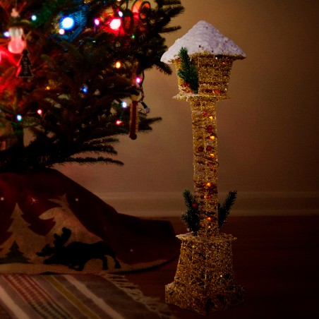 Lampione di Natale ad intreccio 867514 con minilucciole dorato glitter 60H cm