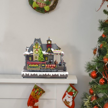Villaggio natalizio 899898 Stazione innevata luci suoni movimento 30Hx15Px32L cm