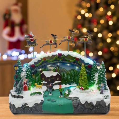 Villaggio Natalizio 997525 Scenario con musica luci e movimento 27x20x32 cm