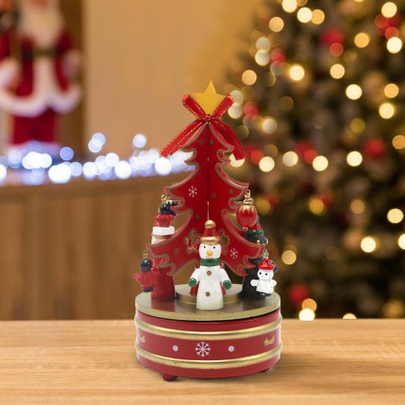 Carillon giostrina in legno 740237 Albero di Natale H22 con musica e movimento