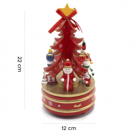 Carillon giostrina in legno 740237 Albero di Natale H22 con musica e movimento