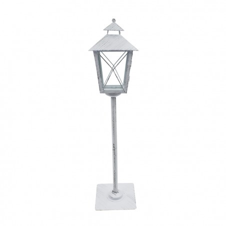 Lampione bianco di Natale 744006 decorazione in metallo e vetro 60Hx14x14 cm