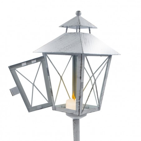 Lampione bianco di Natale 744006 decorazione in metallo e vetro 60Hx14x14 cm