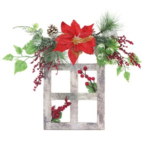 Ornamento Finestra dietroporta con fiore 868252 Decorazione di Natale in legno