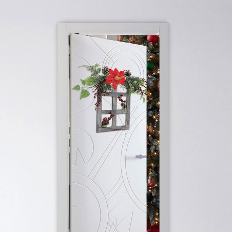 Ornamento Finestra dietroporta con fiore 868252 Decorazione di Natale in legno