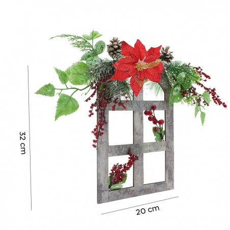 Ornamento Finestra dietroporta con fiore 868252 Decorazione di Natale in legno
