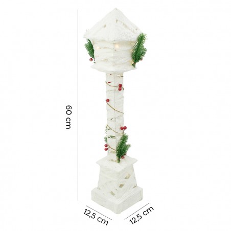 Lampione di Natale ad intreccio 867538 bianca con glitter e minilucciole 60H Cm