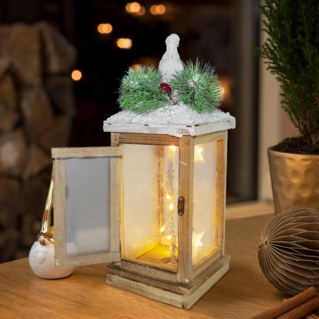 Lanterna di Natale 859823 Decorazione in legno e illuminazione L15xP15xH39 cm