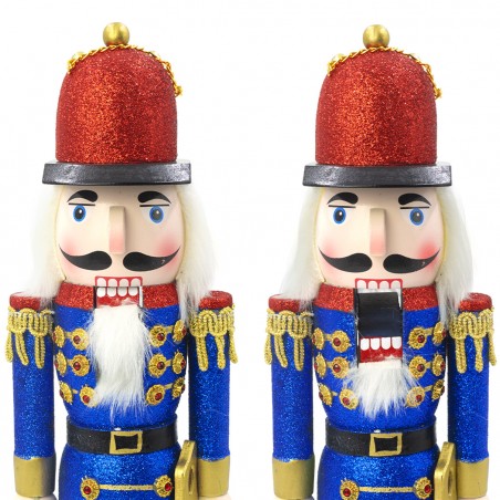 Soldatino schiaccianoci di Natale 048086 struttura in legno con glitter 38H cm