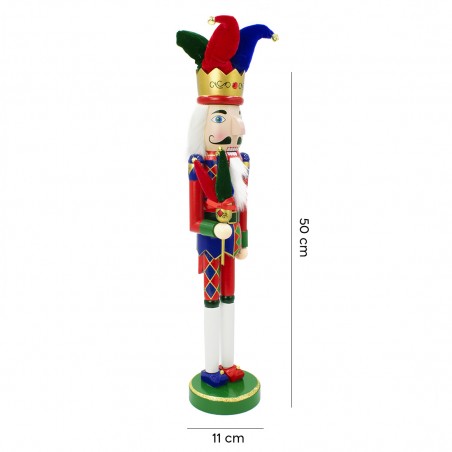 Soldatino schiaccianoci Giullare 030166 decorazione natalizia in legno H50 cm
