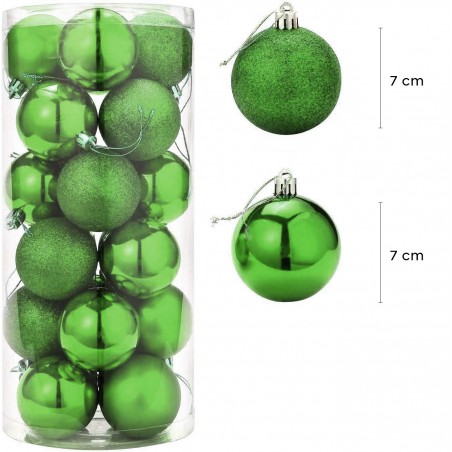 Pack 48 Sfere 7 cm Natalizie 389097 Palle di Natale Verdi Decorazioni per Alberi