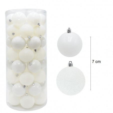 Pack 48 Sfere 7 cm Natalizie 389096 Palle Natale Bianche Decorazioni per Alberi