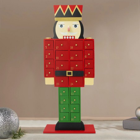 Soldato schiaccianoci con calendario dell'avvento 848353 in legno 46Hx19Lx9P cm
