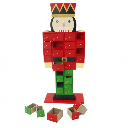 Soldato schiaccianoci con calendario dell'avvento 848353 in legno 46Hx19Lx9P cm