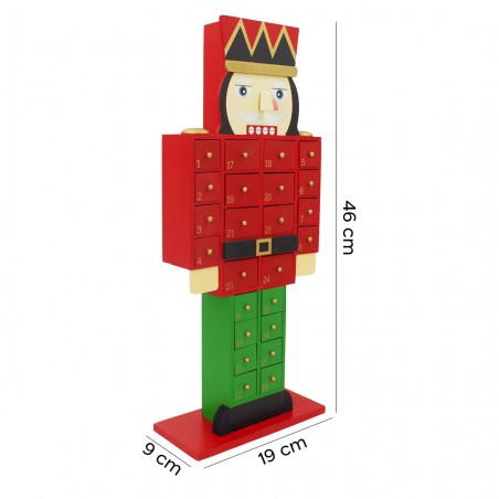 Soldato schiaccianoci con calendario dell'avvento 848353 in legno 46Hx19Lx9P cm