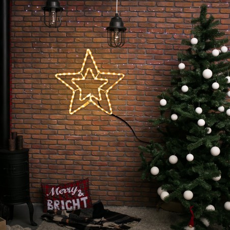 Doppia stella natalizia luminosa 757273 per esterni ip44 con led bianco caldo