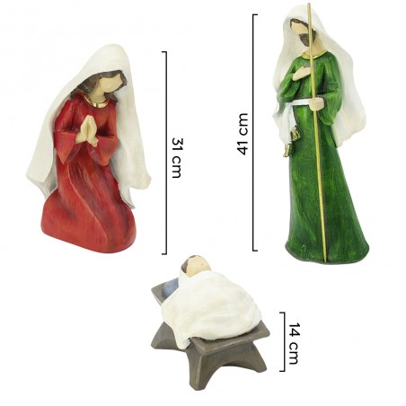 Nativita' per presepe 907463 con 3 personaggi in resina 41 cm Addobbo Natalizio