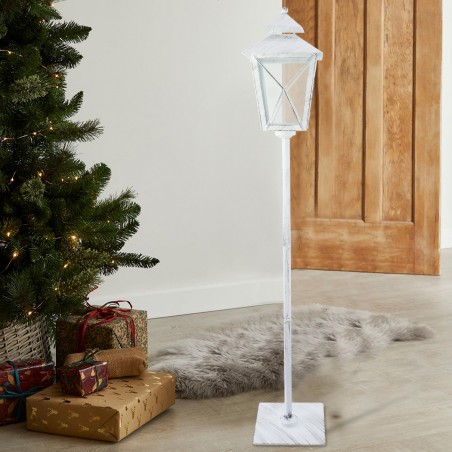 Lampione bianco di Natale 744044 decorazione in metallo e vetro 106Hx18x18 cm