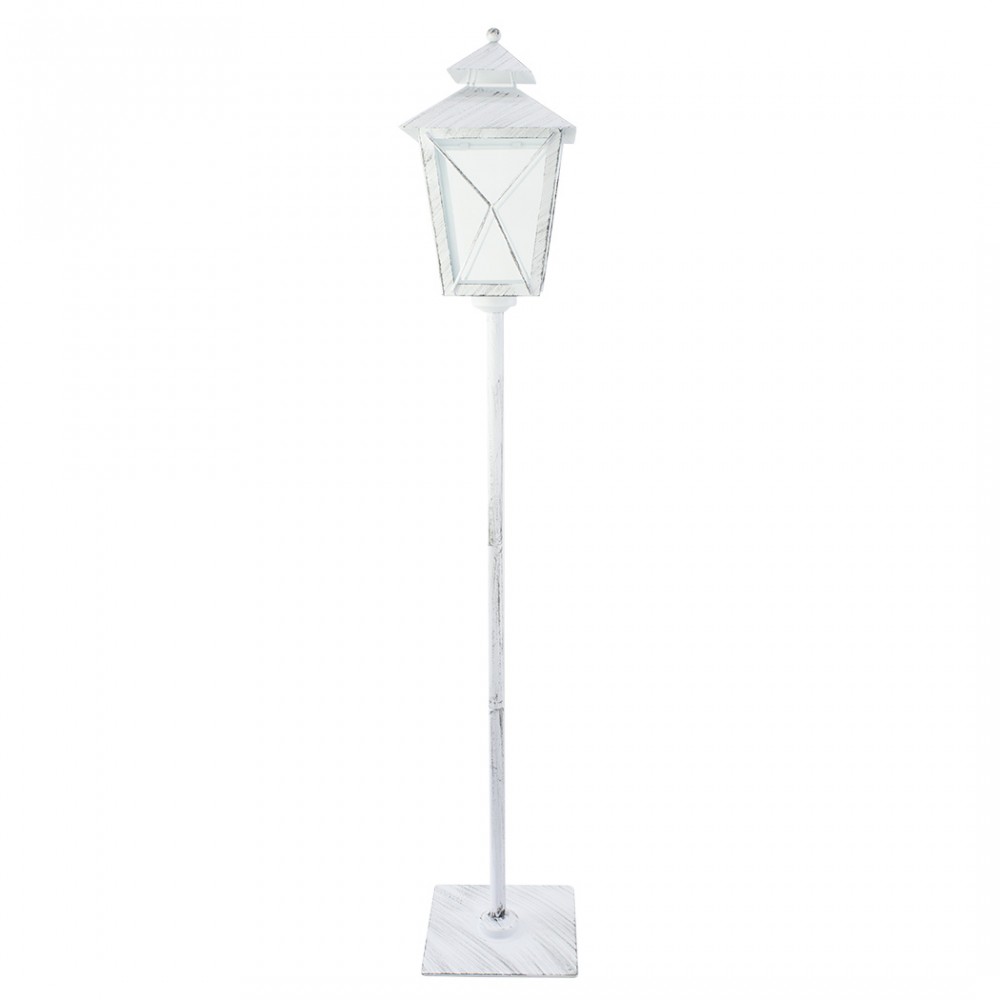 Lampione bianco di Natale 744044 decorazione in metallo e vetro 106Hx18x18 cm