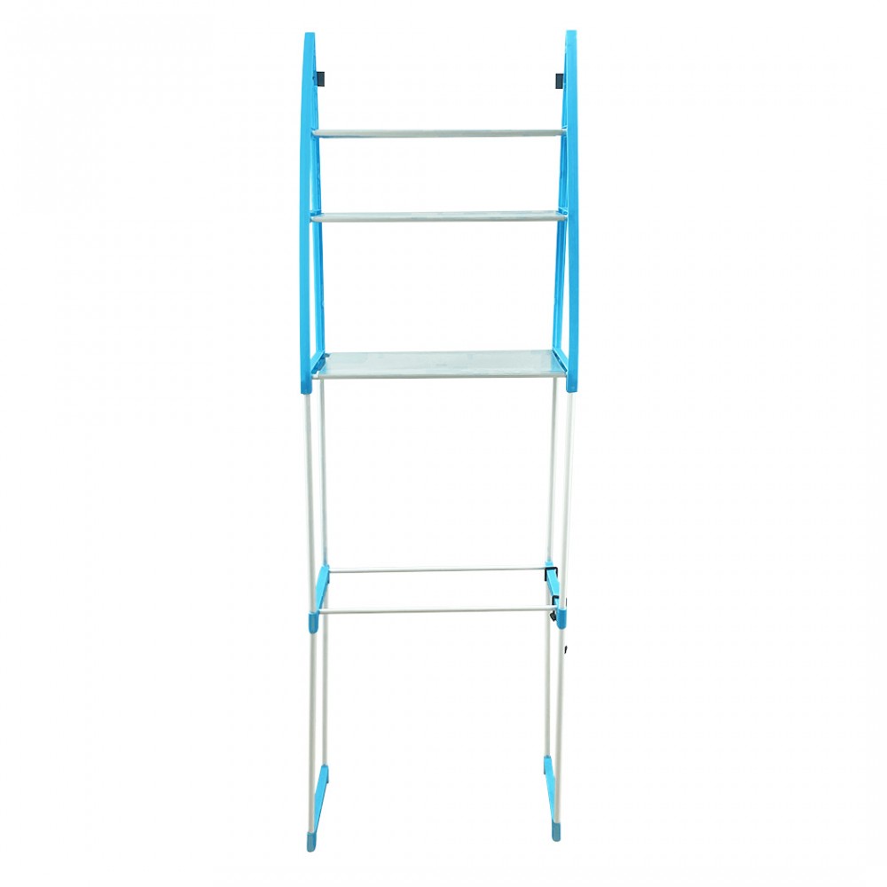 Scaffale da bagno 210627 salvaspazio modulabile in plastica azzurro 152H cm