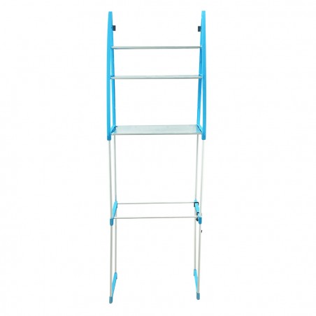 Scaffale da bagno 210627 salvaspazio modulabile in plastica azzurro 152H cm