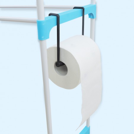 Scaffale da bagno 210627 salvaspazio modulabile in plastica azzurro 152H cm