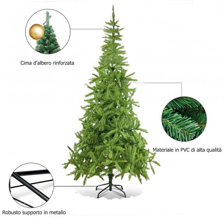 Albero Di Natale 210H Cm 164051 Con 1004 Rami Pieghevoli PVC Abete Artificiale