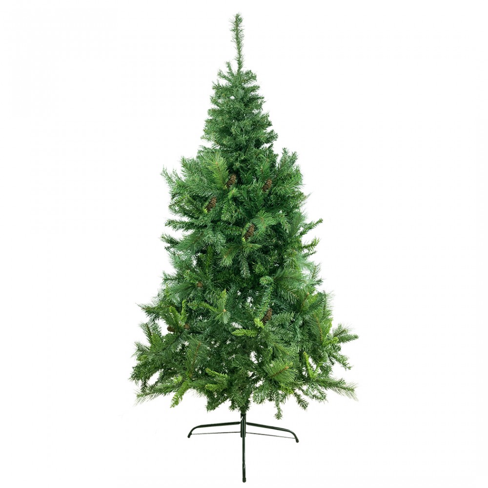 Albero di Natale 210H cm 164041 con pigne e rami pieghevoli in PVC artificiale