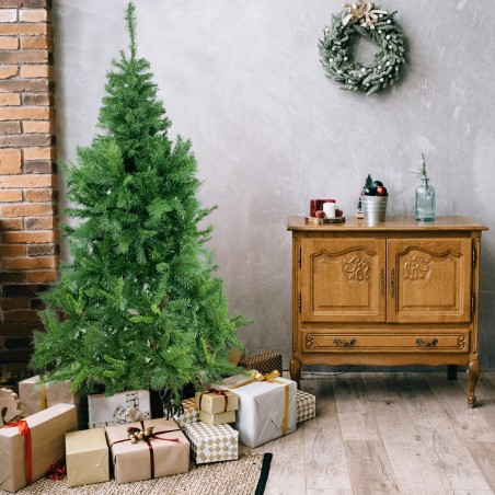 Albero di Natale 210H cm 164041 con pigne e rami pieghevoli in PVC artificiale