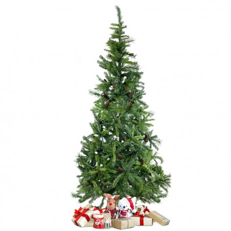 Albero di Natale 240H cm 164045 con pigne e rami pieghevoli in PVC artificiale