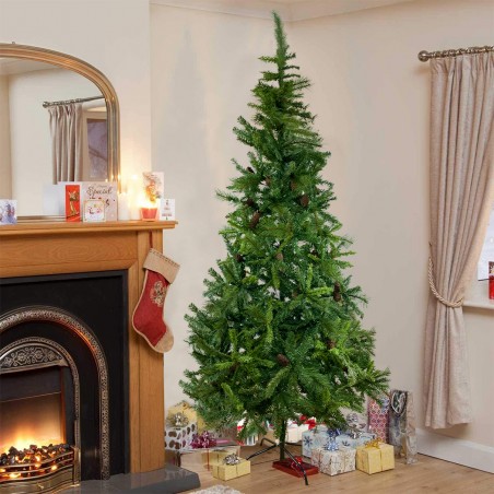 Albero di Natale 240H cm 164045 con pigne e rami pieghevoli in PVC artificiale