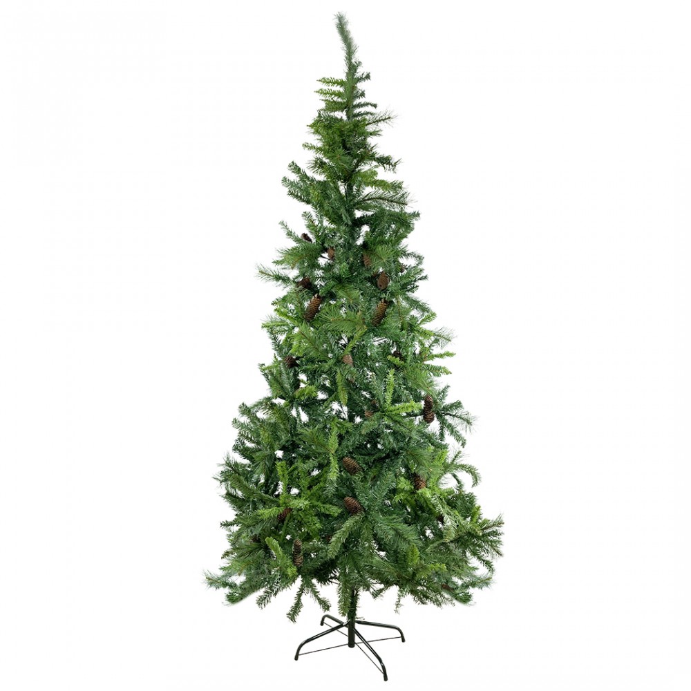 Albero di Natale 240H cm 164045 con pigne e rami pieghevoli in PVC artificiale