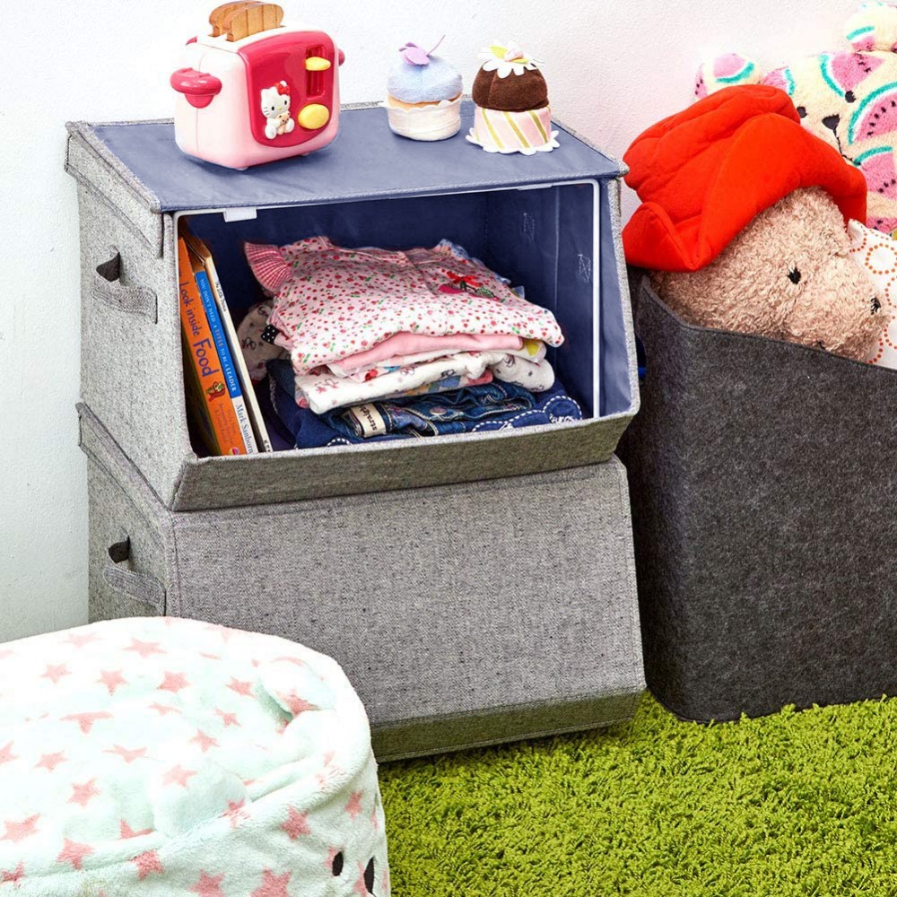 Contenitore Portaoggetti Pieghevole con Manici...