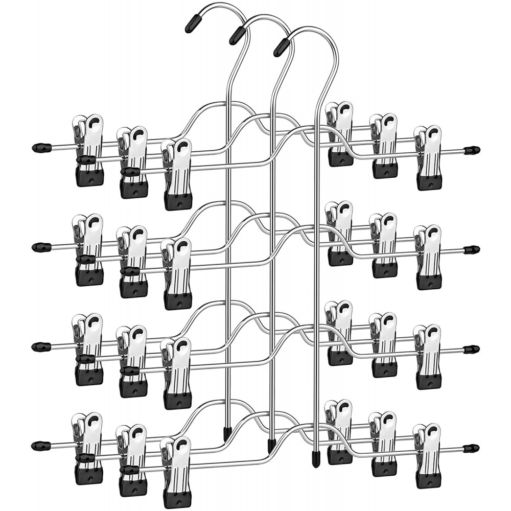 Set 3 Grucce Multiple in Metallo Appendiabiti Salvaspazio con Pinze a 4 Livelli