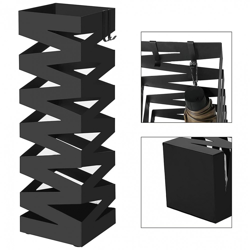 Portaombrelli in Metallo Nero Quadrato Design...