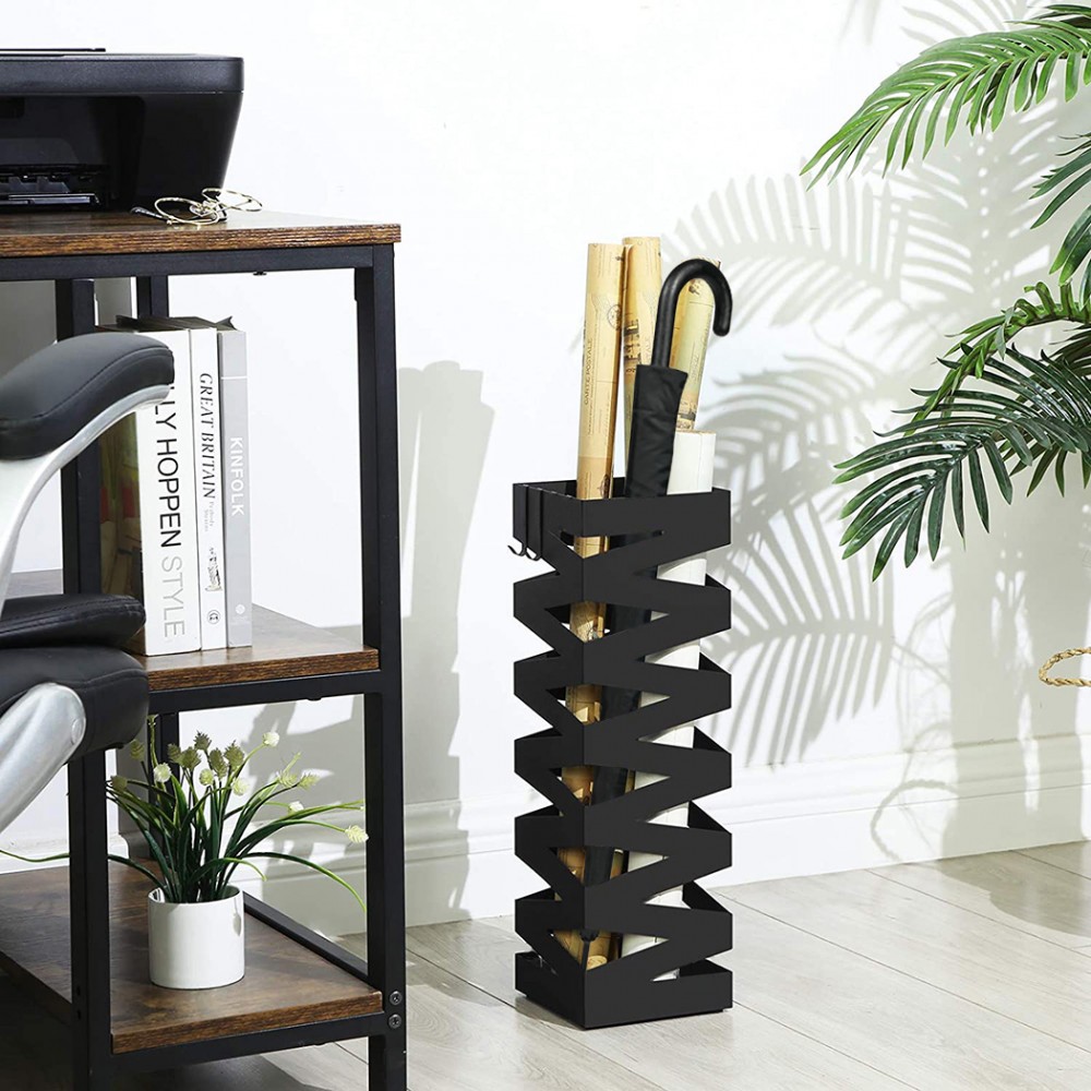 Portaombrelli in Metallo Nero Quadrato Design...